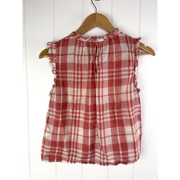 Anthropologie Isabella Sinclair plaid high‎ neck ruffle top S - Picture 9 of 10
